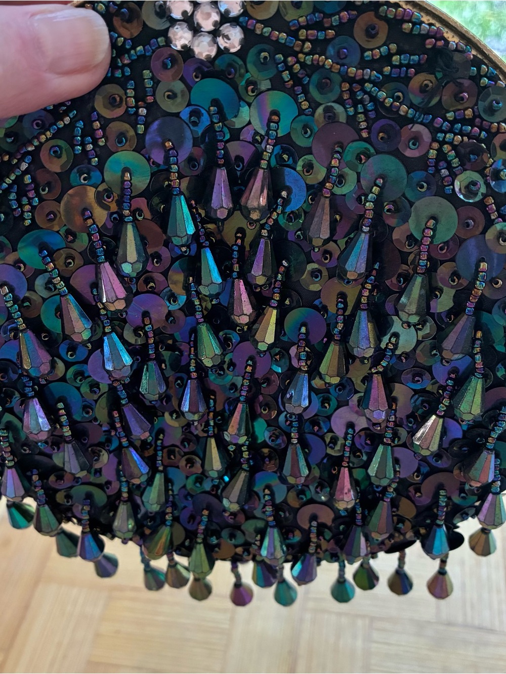 Iridescent Sequin & Bead Evening Clutch - Picture 4 of 5
